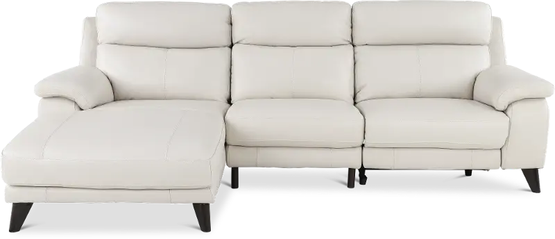 Venice White Leather-Match Power Reclining Sofa with Left-arm Facing Chaise