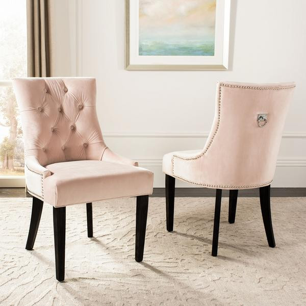 Spruce 19  x27 x27H Tufted Ring Chair Set of 2 Blush Pink / Espresso   Modern   Dining Chairs   by Virgil Stanis Design  Houzz