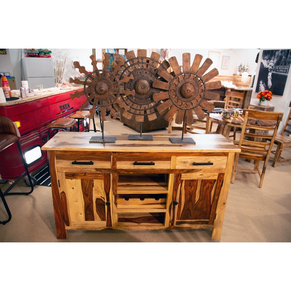 Porter Designs Kalispell Solid Sheesham Wood Sideboard Bar  Natural.