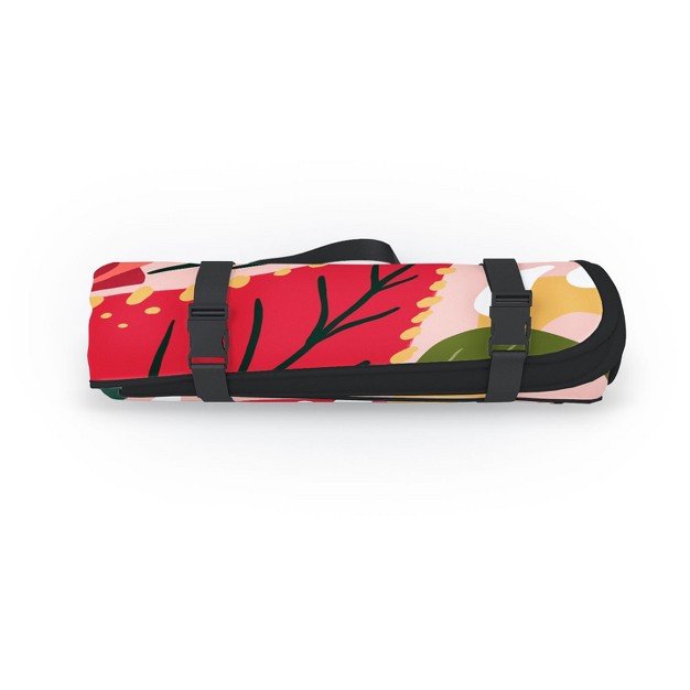 Avenie Abstract Floral Poinsettia Red Picnic Blanket deny Designs