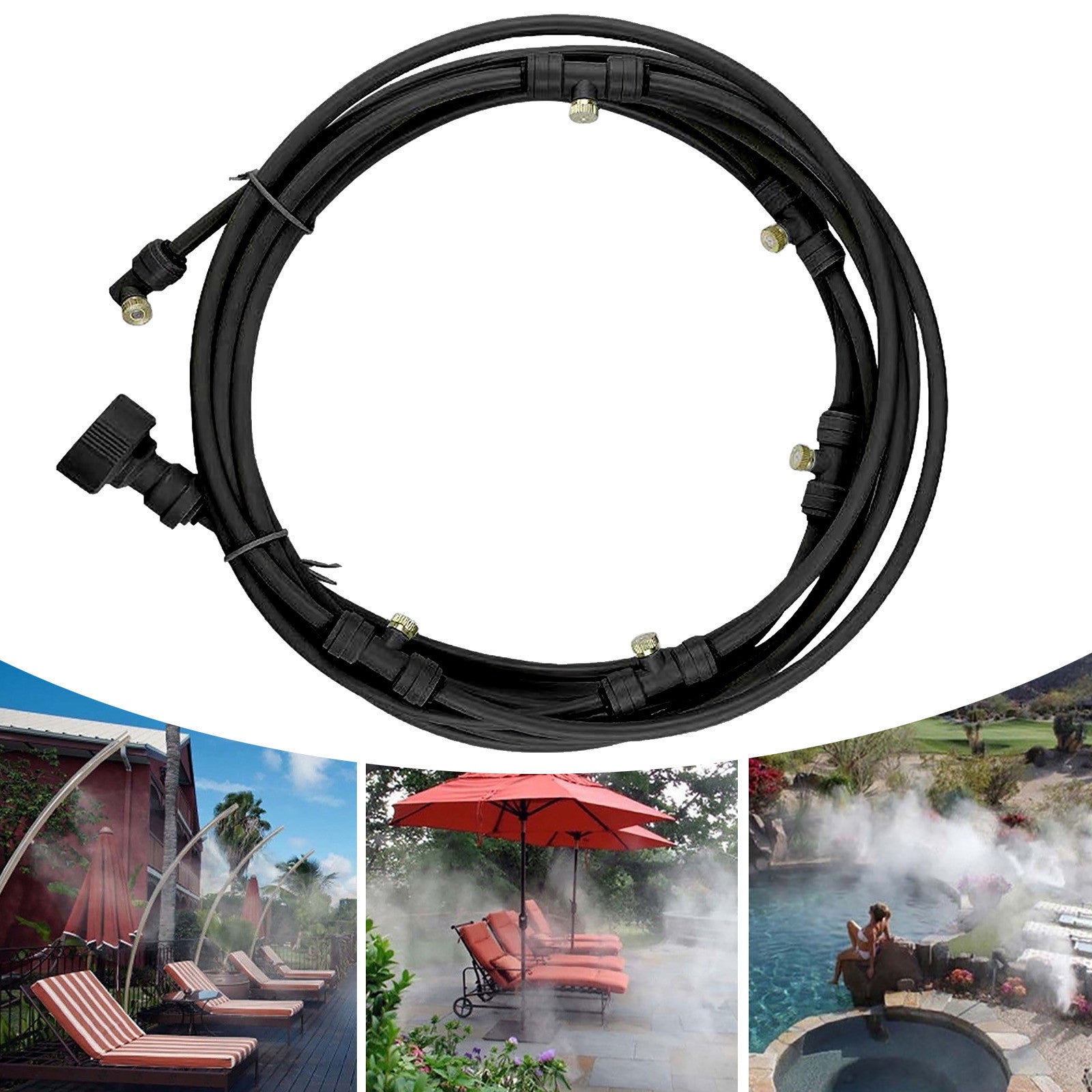 Jpgif Misting Cooling System，Outdoor Misting System For Patio Garden Trampoline Greenhouse 6M