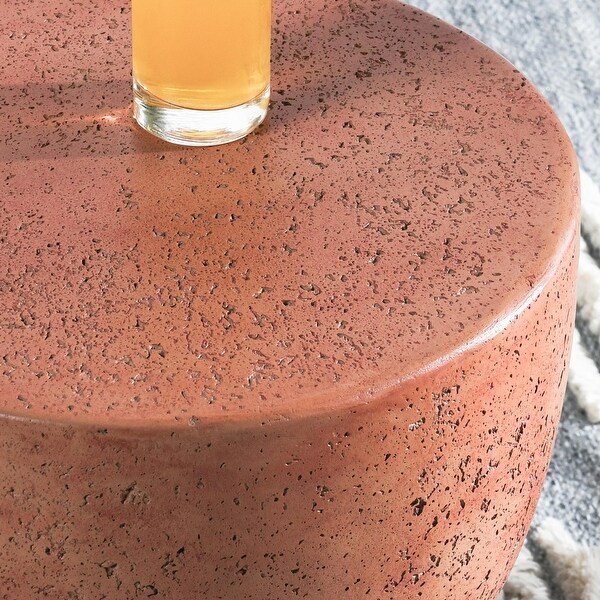 Classic Home Dean Concrete Outdoor Accent Table in Rust