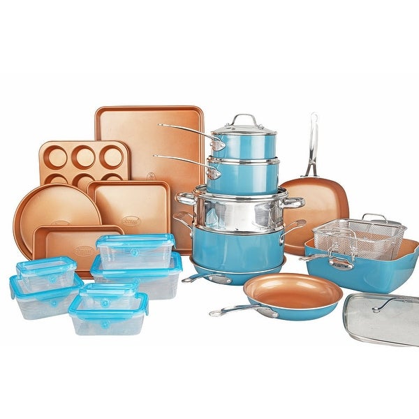 32 Piece Cookware Set， Bakeware and Food Storage Set， Nonstick Pots and Pans