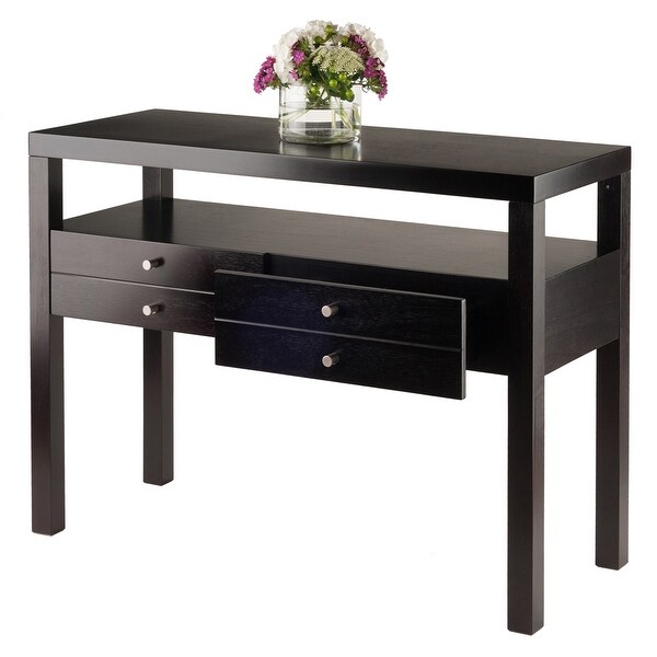 Wood Copenhagen Console Table， 2-Drawers， Espresso Finish