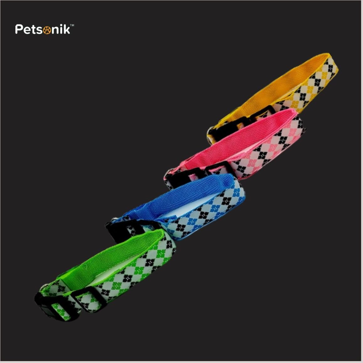 Petsonik Rechargeable LED Plaid Design Dog Collar