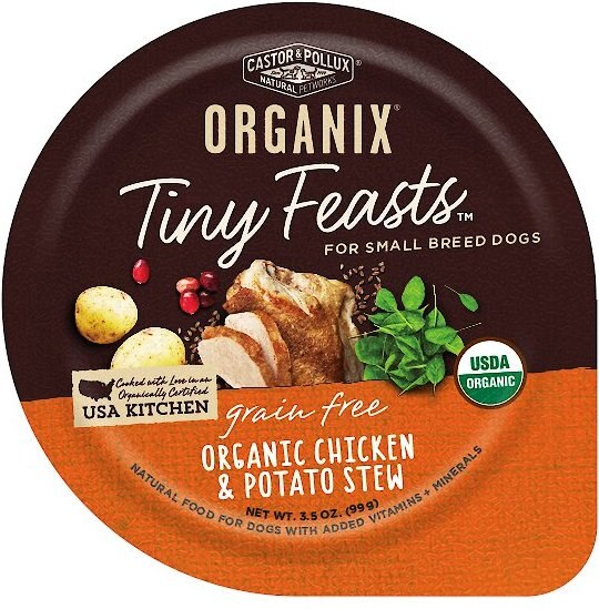 Castor and Pollux Organix Tiny Feasts Grain-Free Organic Chicken and Potato Stew Dog Food Trays