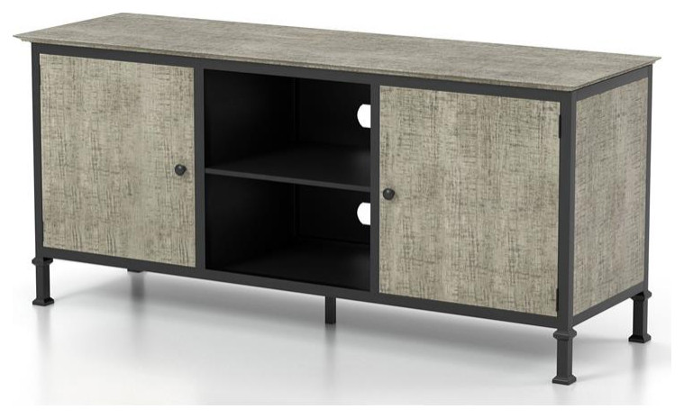 Furniture of America Ronda Industrial Wood 60 Inch TV Stand in Gray   Industrial   Entertainment Centers And Tv Stands   by Homesquare  Houzz