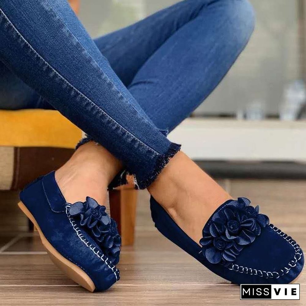 Women Shoes Handmade Ethnic Women Flats Leather Shoes Flat Flower Moccasins Soft Bottom Loafers Slip on Ladies Shoes Loafer