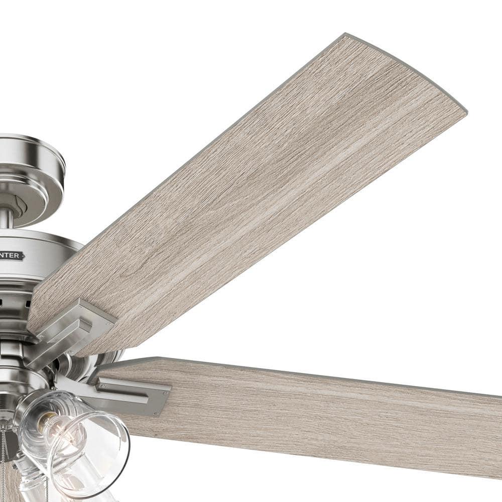 Hunter Beckworth 60 in Indoor Brushed Nickel Ceiling Fan with Light Kit