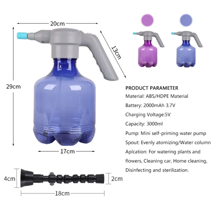 3L High Capacity Plant Mister Spraying Bottle Atomizer Automatic Electric Garden Sprayer Watering Cans