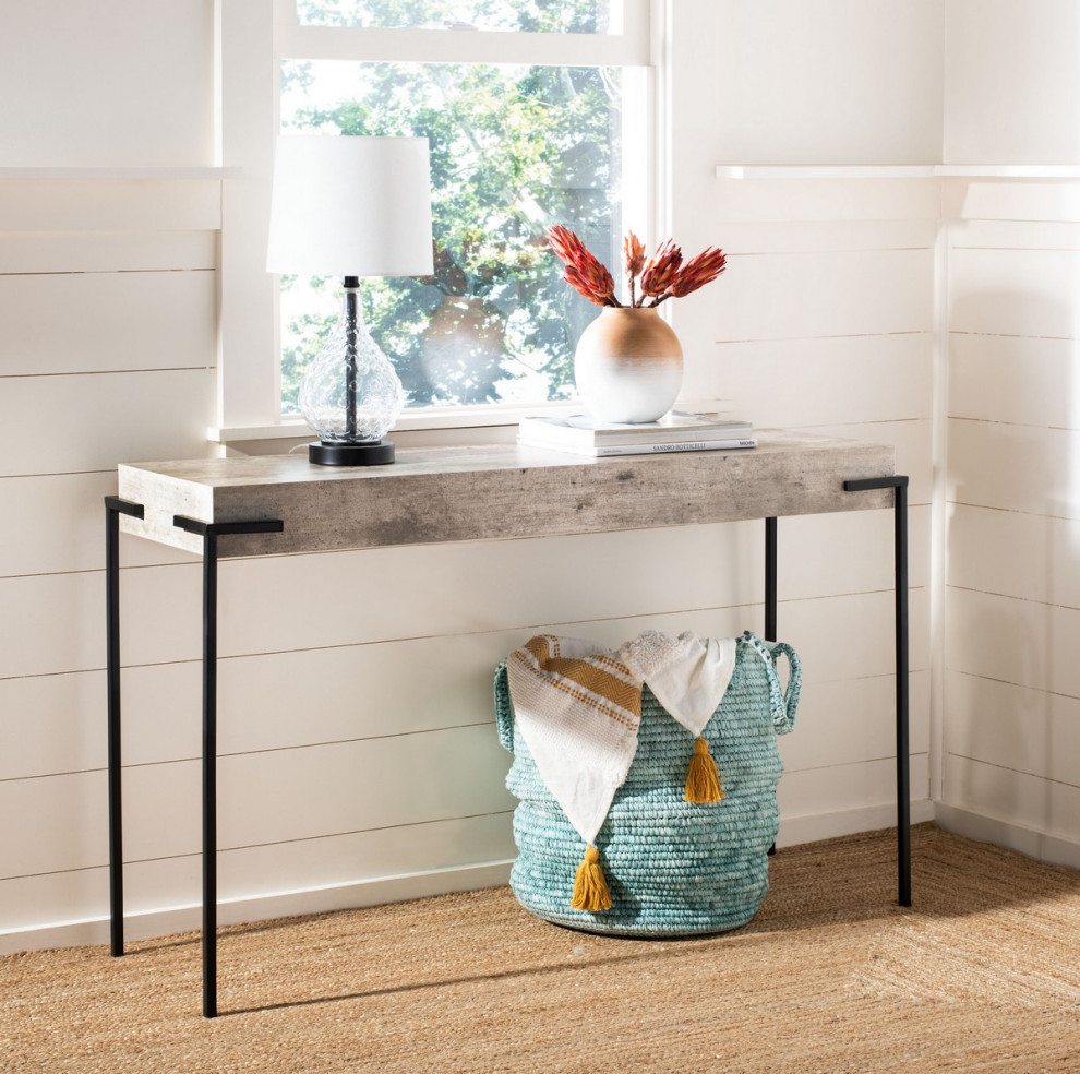 Jeda Rectangle Console Table  Light Gray/Black   Industrial   Console Tables   by Rustic Home Furniture Deco  Houzz