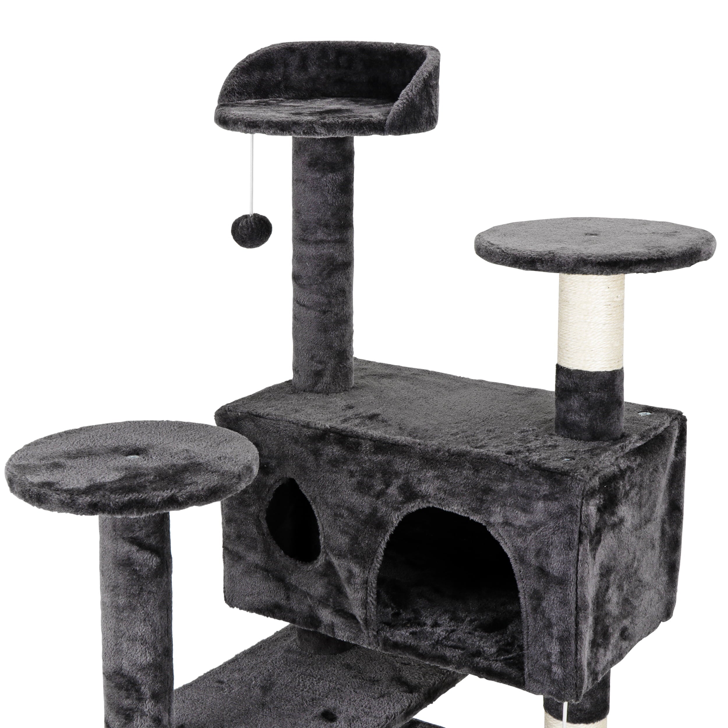 ZENY 53" Cat Tree Multi-Levels Condos Scratching Post Tower Play House, Dark Gray