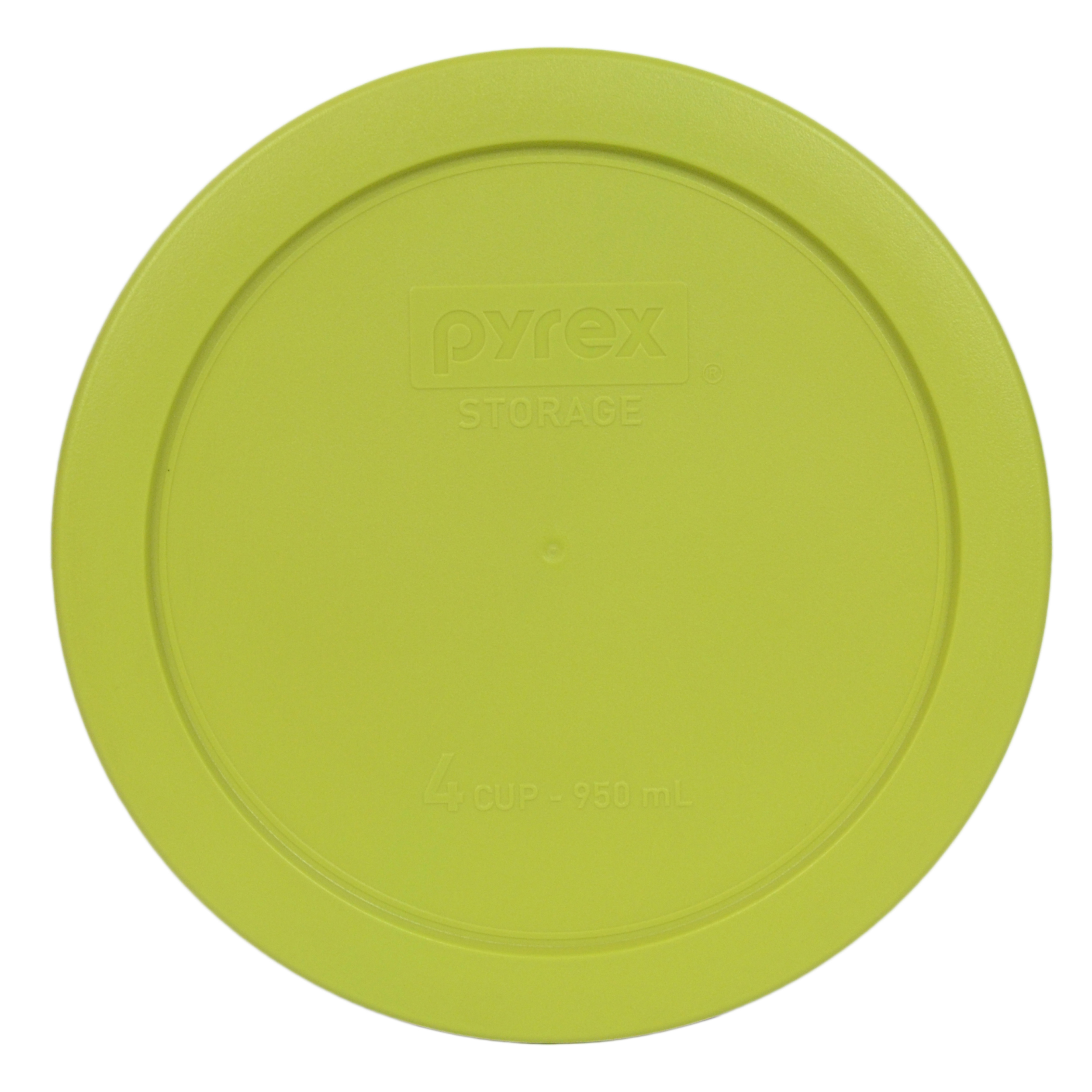 Pyrex (2) 7201 4-Cup Glass Storage Bowls and (2) 7201-PC Green Edamame Plastic Lids