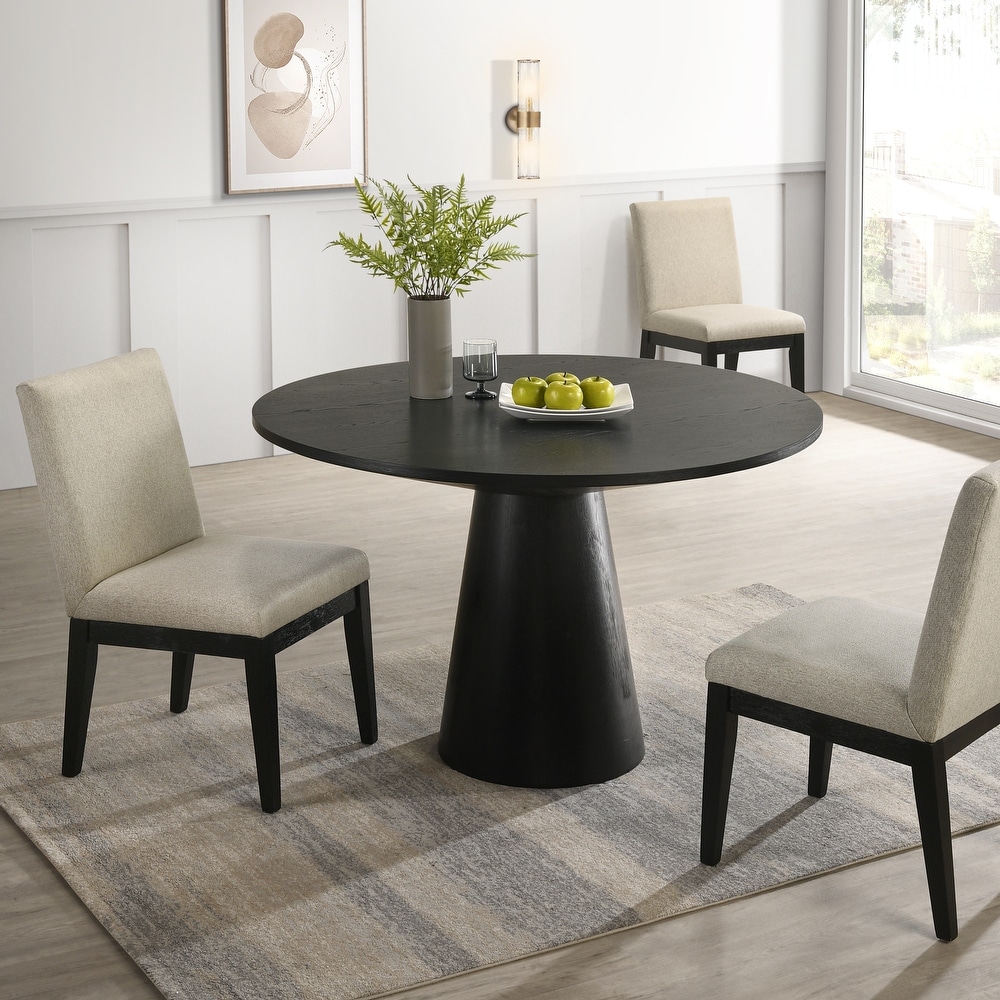 Roundhill Furniture Rocco Contemporary Pedestal Dining Table  Ebony