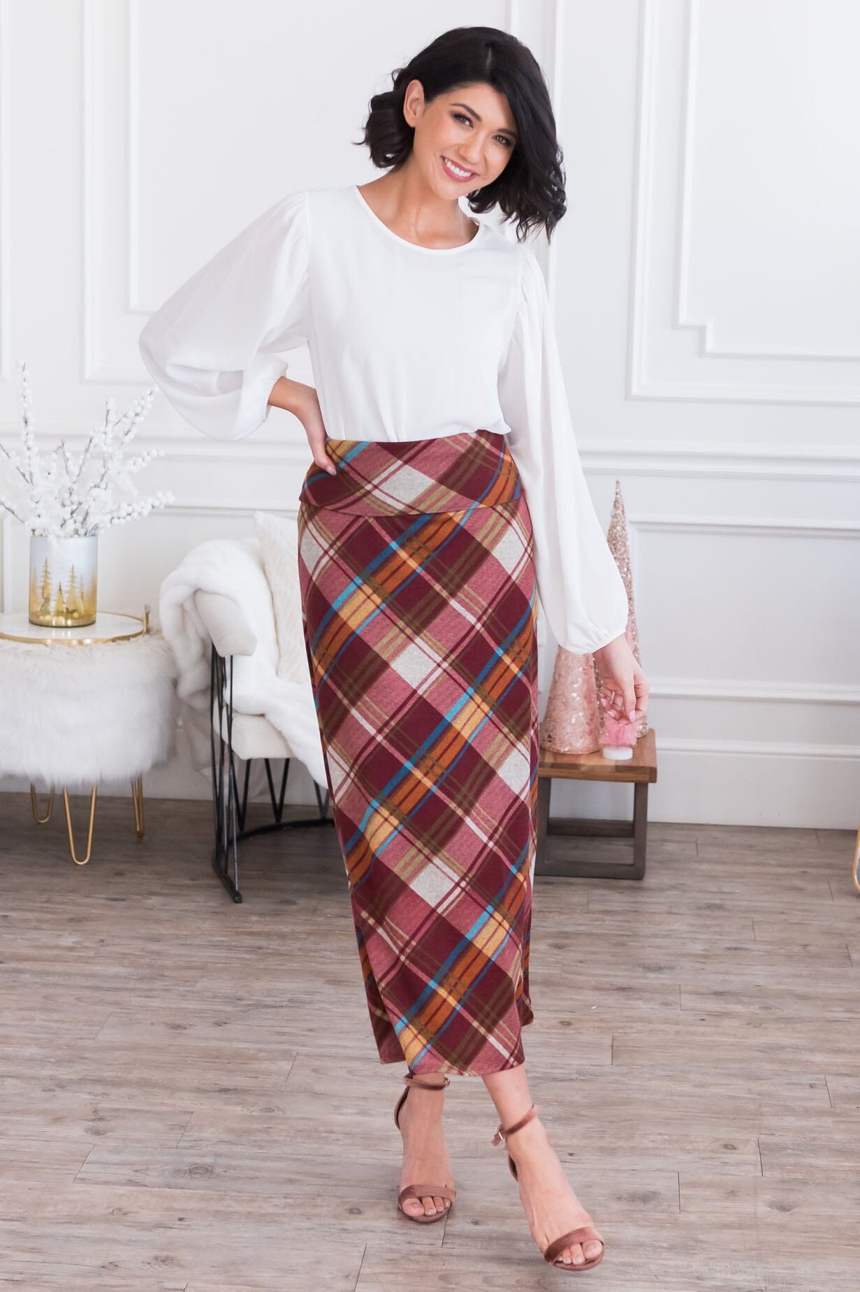 Forever Faithful Modest Plaid Maxi Skirt