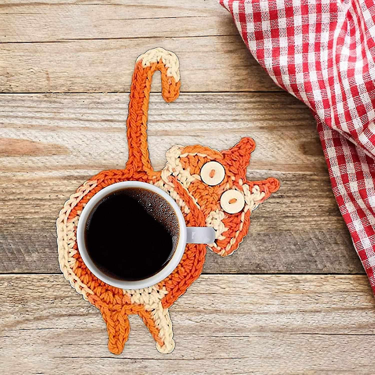 Cat Butt Coasters， Cute Crochet Coaster， Heat-resistant Absorbent Cup Mat