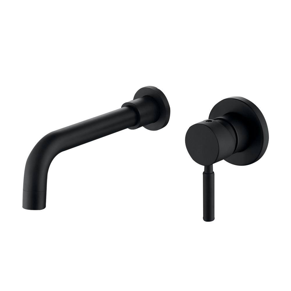 WELLFOR Single-Handle Wall Mount Bathroom Faucet in Matte Black WB-FA055MB