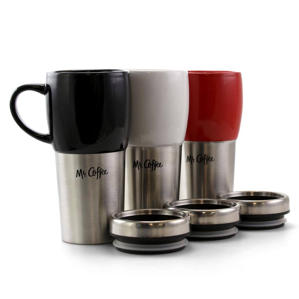 Mr. Coffee Traverse 16 fl.oz. Stainless Steel and Ceramic Travel Mug (Set of 3) 985112241M