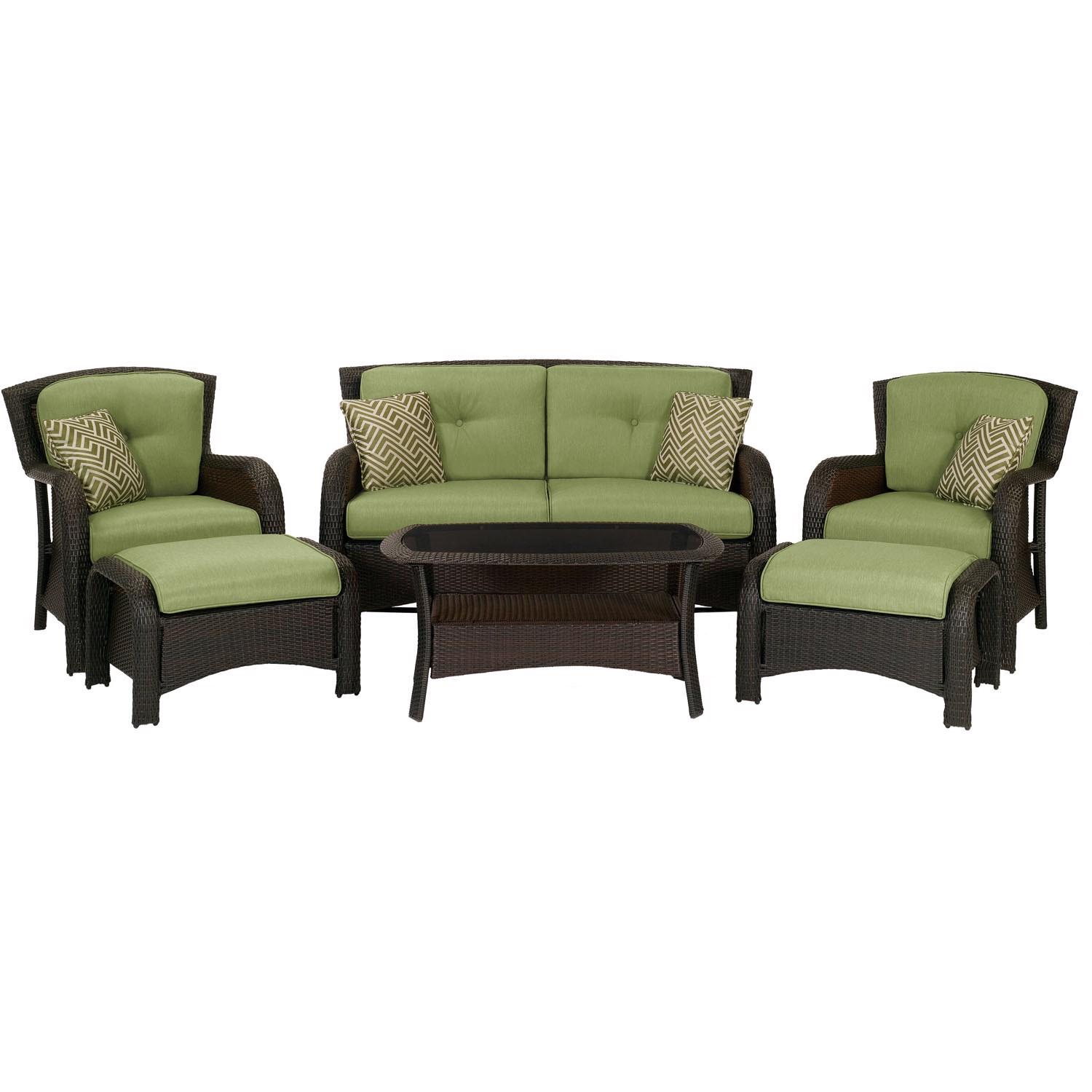 Hanover Corolla 6 pc Brown Steel Traditional Deep Seating Set Cilantro Green