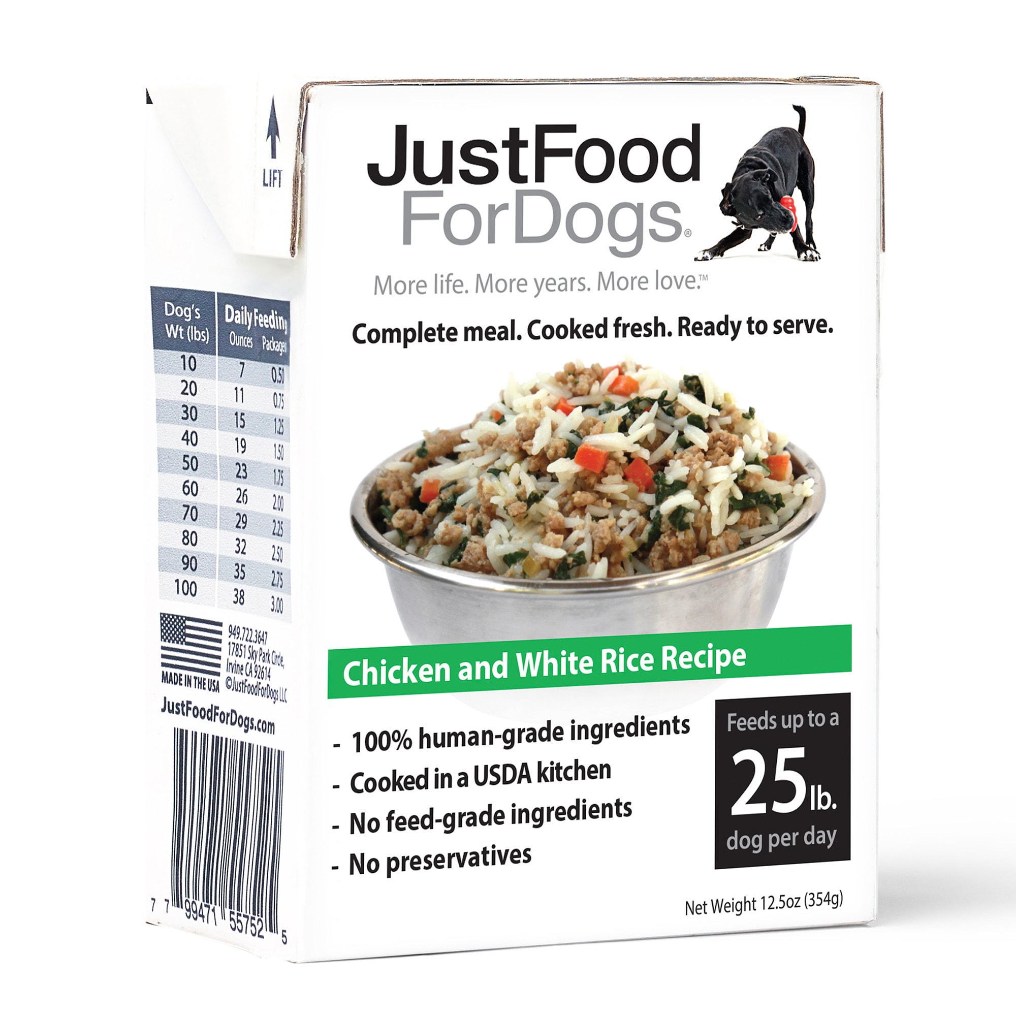 JustFoodForDogs Pantry Fresh Chicken and White Rice Dog Food， 12.5 oz.， Case of 12