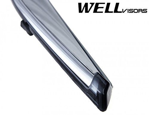 WellVisors Replacement for 2007-2012 Lexus ES350 Clip-ON Chrome Trim Smoke Tinted Side Rain Guard Window Visors Deflectors 3-847LX008