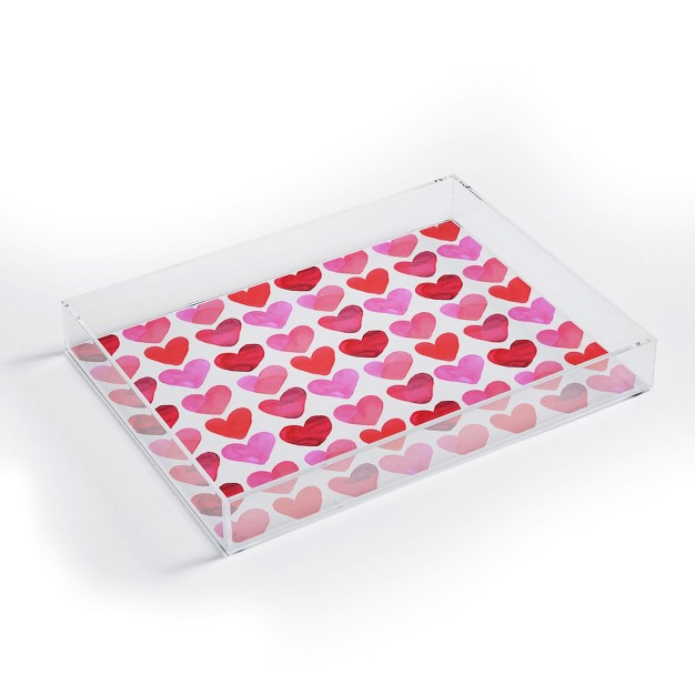 Amy Sia Heart Watercolor Acrylic Tray Deny Designs