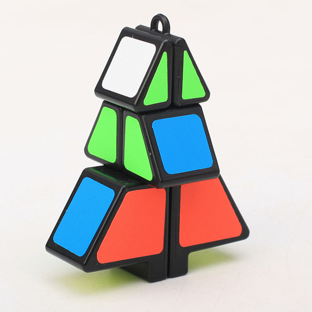 HEMOTON 2pcs Christmas Tree Shape Cube Fun Magic Cubes Educational Toys Christmas Gift for Children Kids (Black+Green)