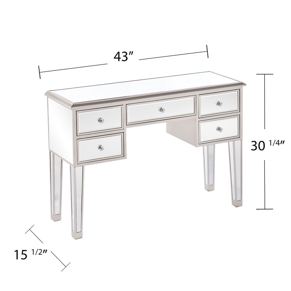 SEI Furniture Olivia Contemporary Mirrored Glass Console Table