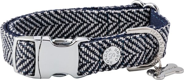 HUGO and HUDSON Herringbone Tweed Metal Buckle Dog Collar