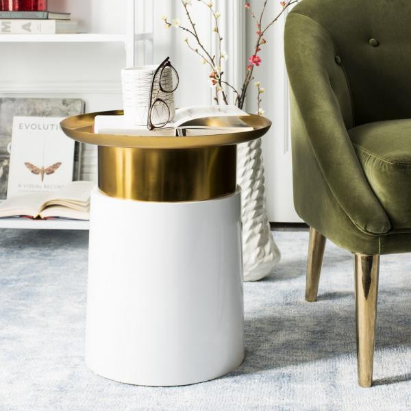 Zenith Tray Top Side Table Gold/White Safavieh   Contemporary   Side Tables And End Tables   by HedgeApple  Houzz