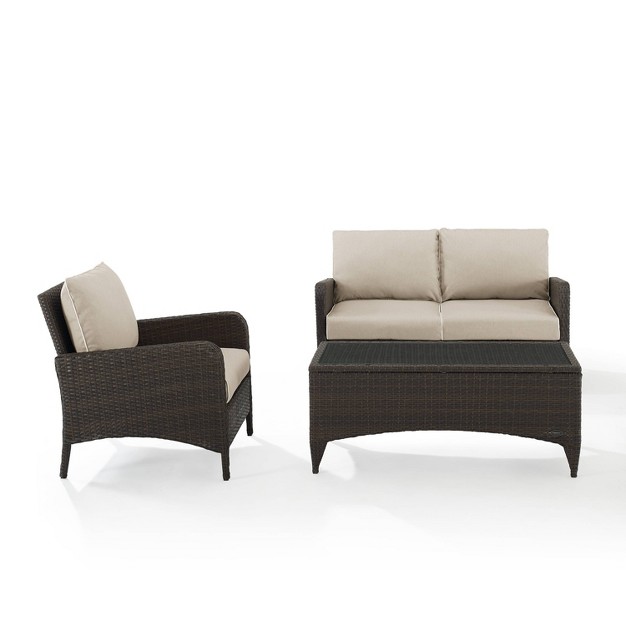 Crosley 3pc Kiawah Wicker Outdoor Patio Conversation Set