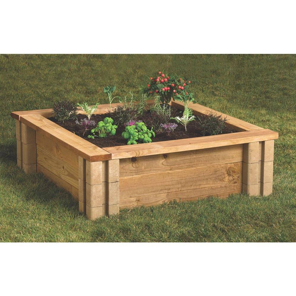 Oldcastle 7.5 in. x 7.5 in. x 5.5 in. Tan Brown Concrete Planter Wall Block (120- Piece Pallet) 16202336