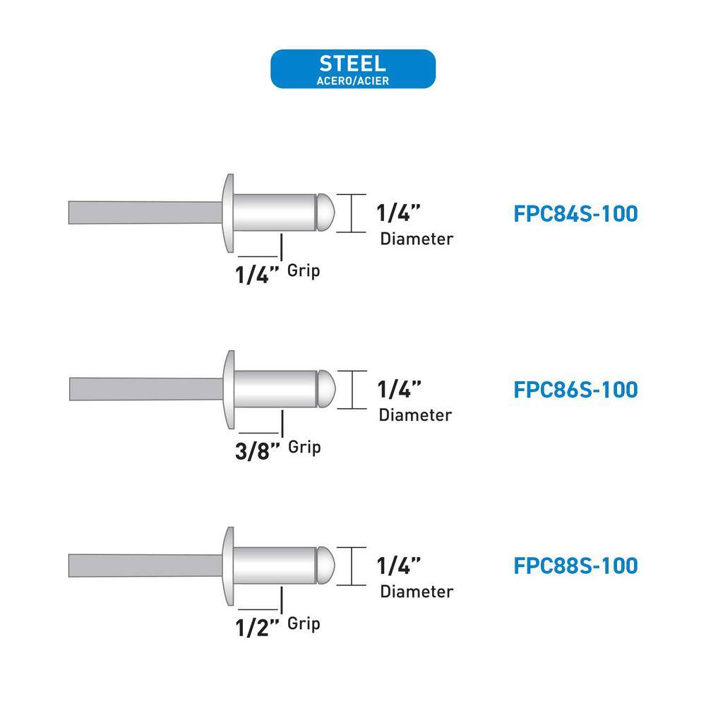 Surebonder 14 in. Dia Open End Steel Rivets FPC848688S-100