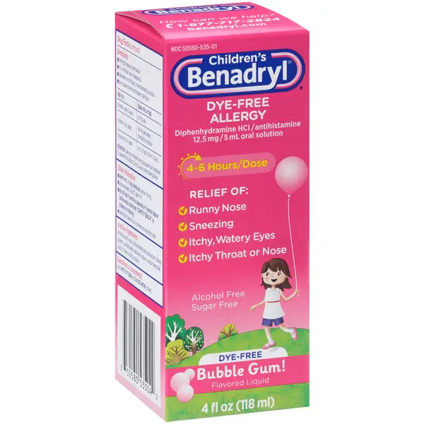 Benadryl 4 oz Children's Allergy Bubble Gum Flavor