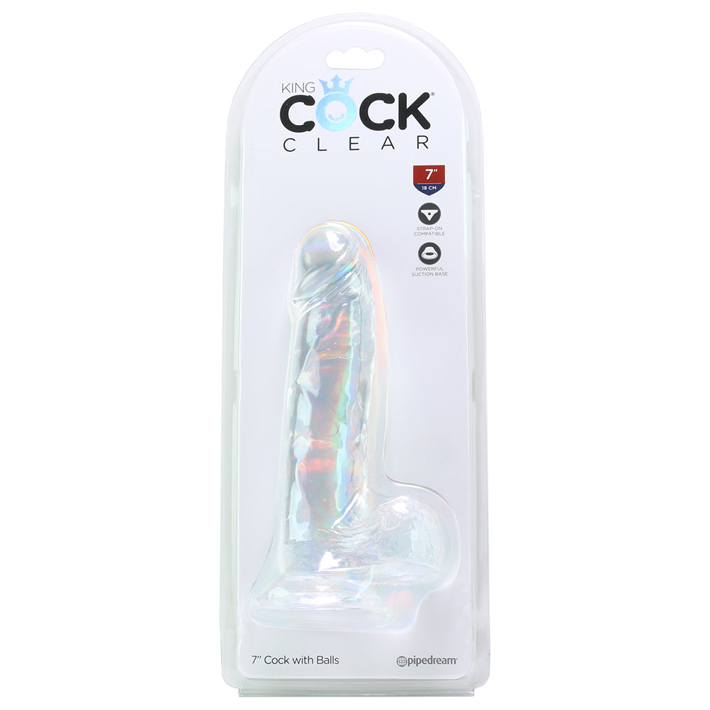 King Cock 7 Inch Ballsy Dildo in Clear