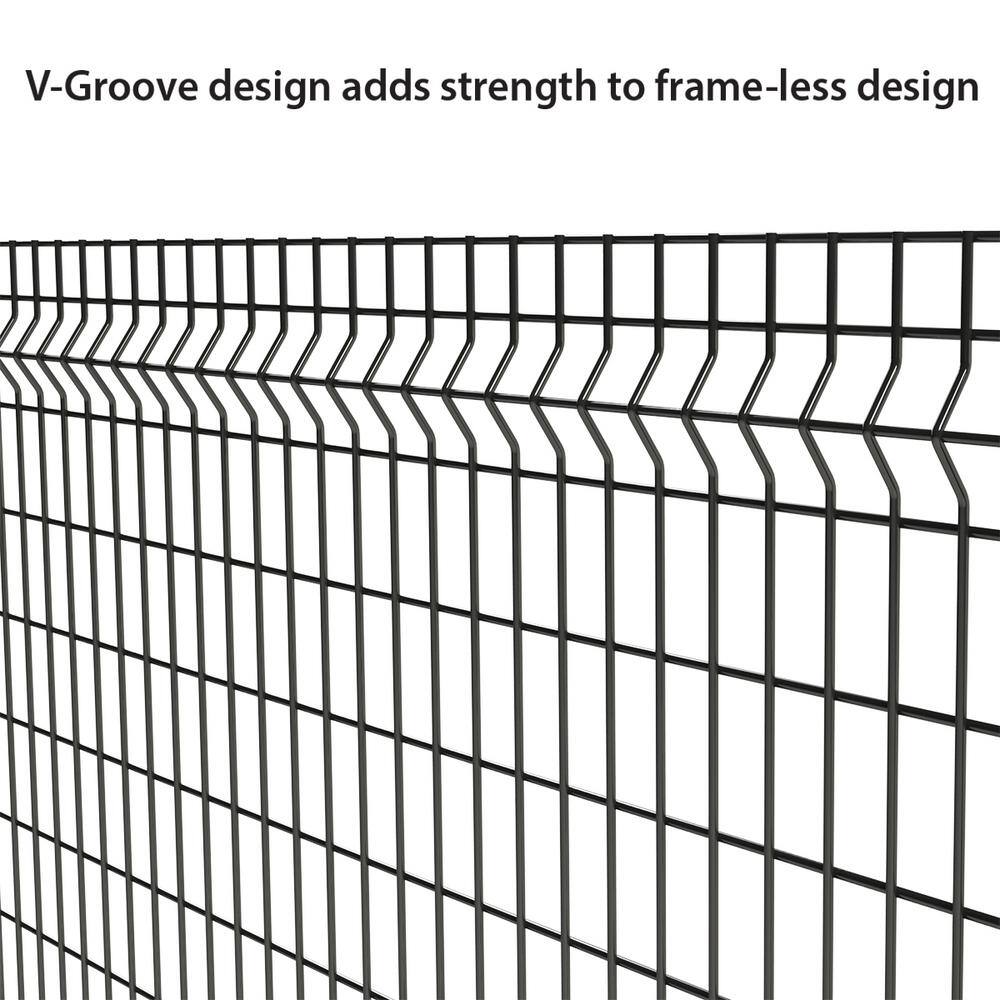 FORGERIGHT Deco Grid 4 ft. x 6 ft. Black Steel Fence Panel 862217