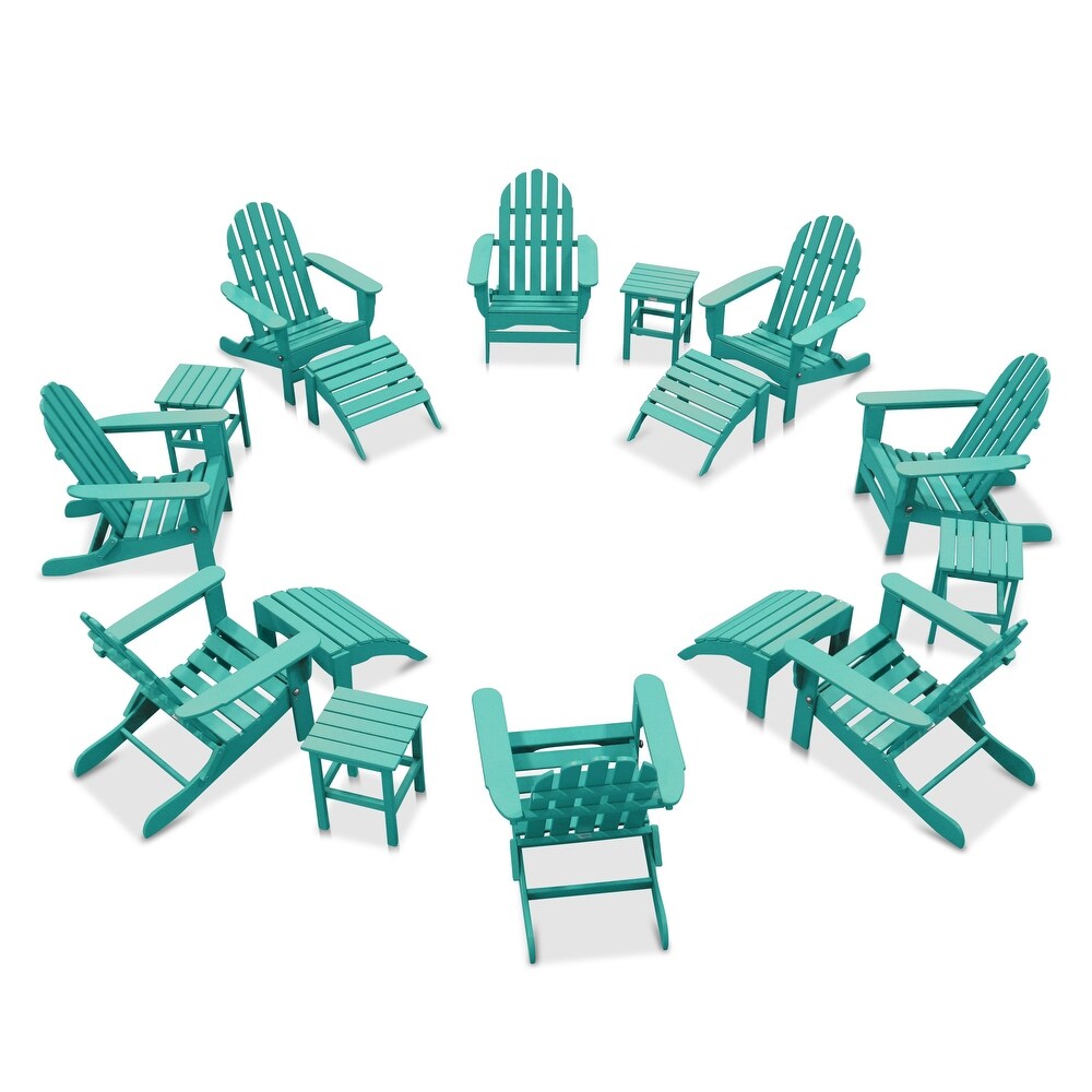 Nelson 8 piece Adirondack Chair Set with 4 Ottomans and 4 Side Tables by Havenside Home