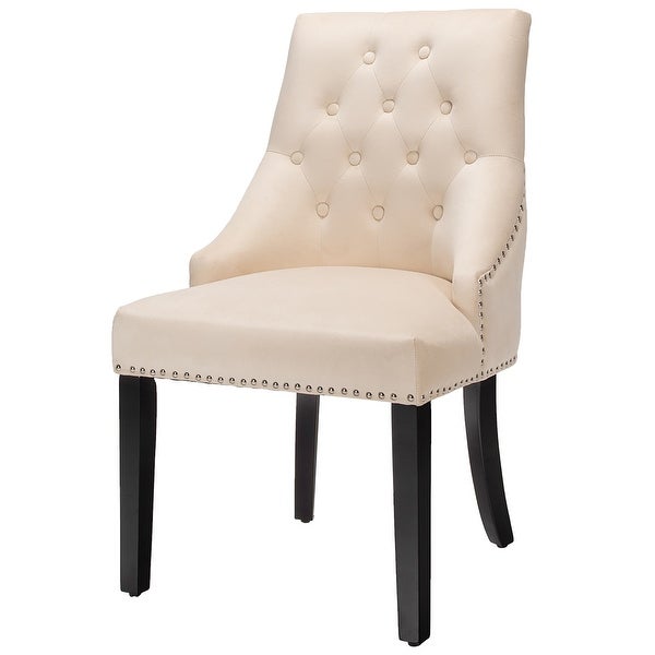 Velvet Dining Chair Upholstered Tufted Armless w/ Nailed Trim and Ring