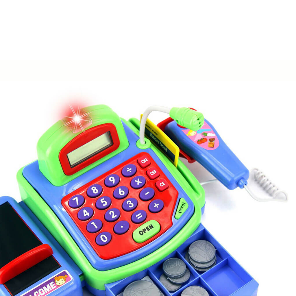 Durable Pretend Play Electronic Cash Register Toy for Kids | Educational Toys Gifts Toddlers with Realistic Actions and Sounds