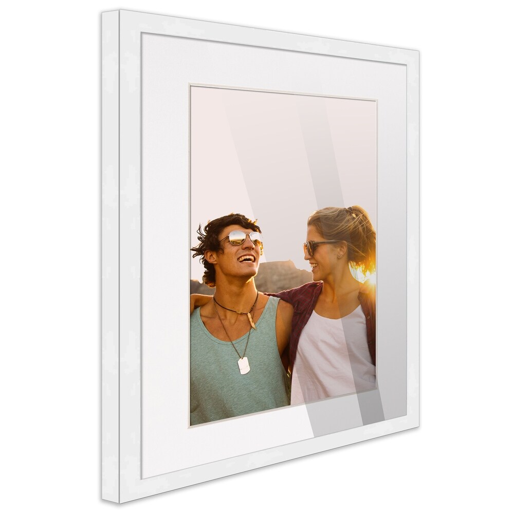 32x42 White Picture Frame with 29.5x39.5 White Mat Opening for 30x40