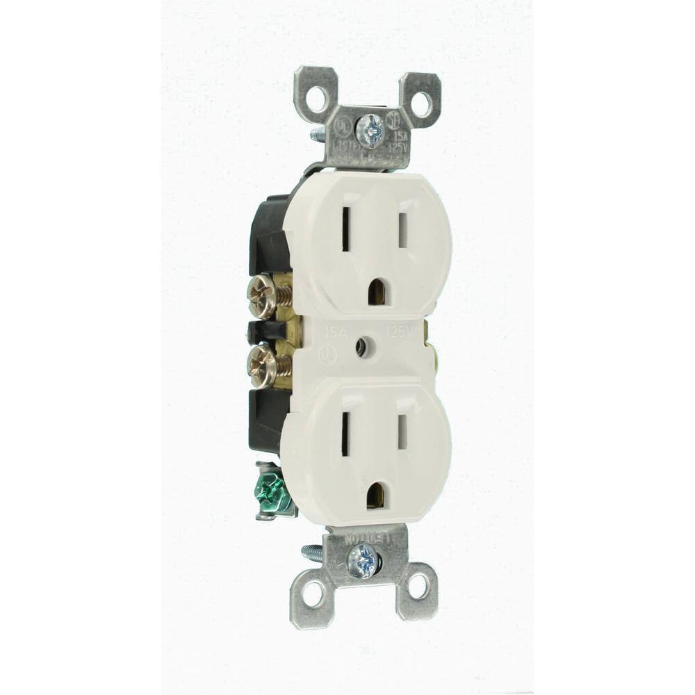 Leviton 15 Amp Residential Grade Grounding Duplex Outlet White (10-Pack) M24-05320-WMP