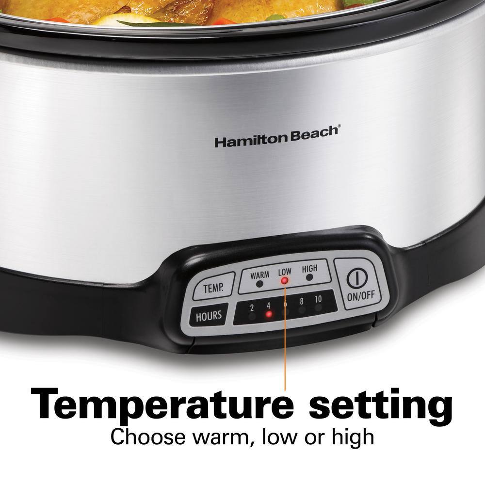 Hamilton Beach 7 Qt. Programmable Stainless Steel Slow Cooker with Built-In Timer and Temperature Settings 33473