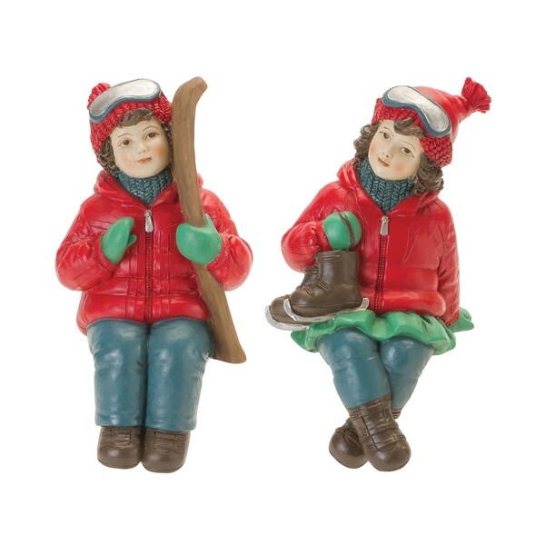 Holiday Children Shelf Sitter with Skis and Skates (Set of 4)