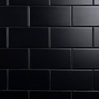 Merola Tile Crown Heights 3 in. x 6 in. Matte Black Ceramic Wall Tile (6.03 sq. ft. Case) WEB3CHMB