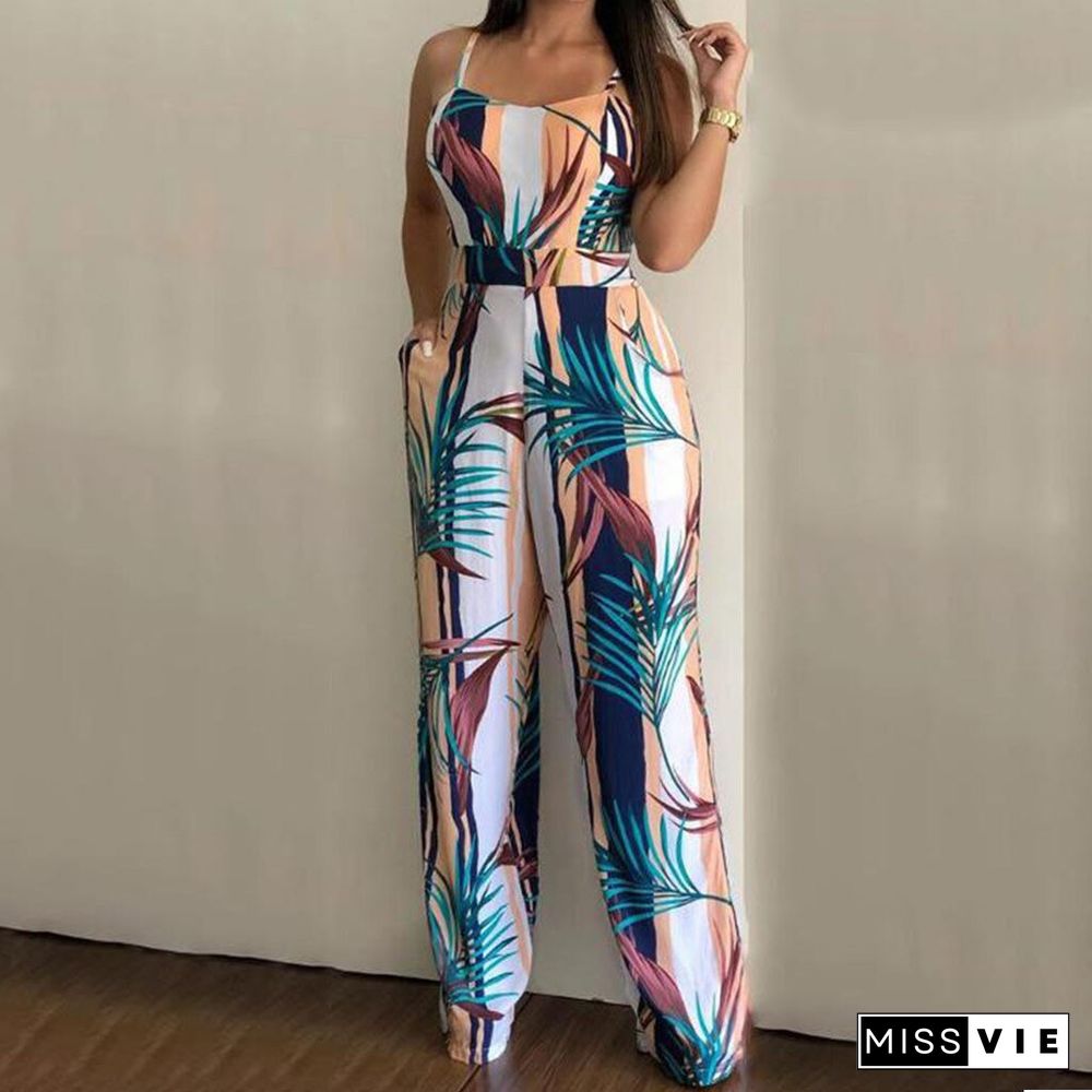 Sling Print Sexy High Waist Jumpsuit