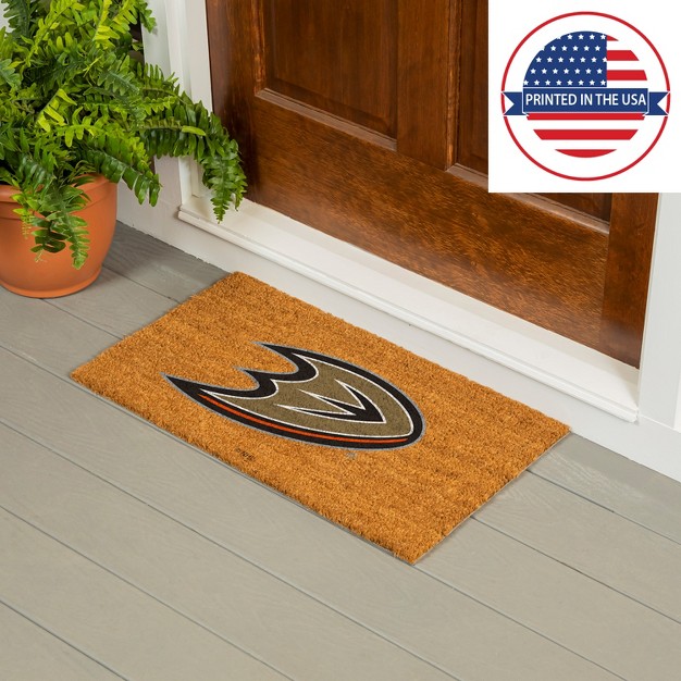 Evergreennhlanaheim Ducks Logo Natural Coir 28 X 16 Inches Indoor Outdoor Doormat