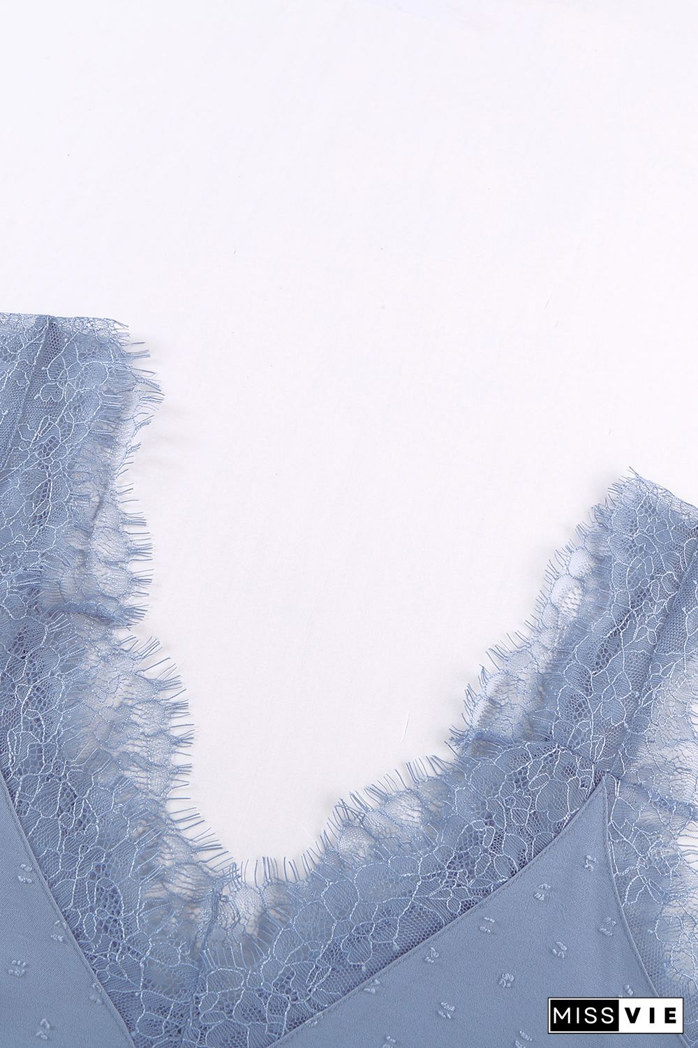 Sky Blue Eyelash V Neck Cami Tank Top