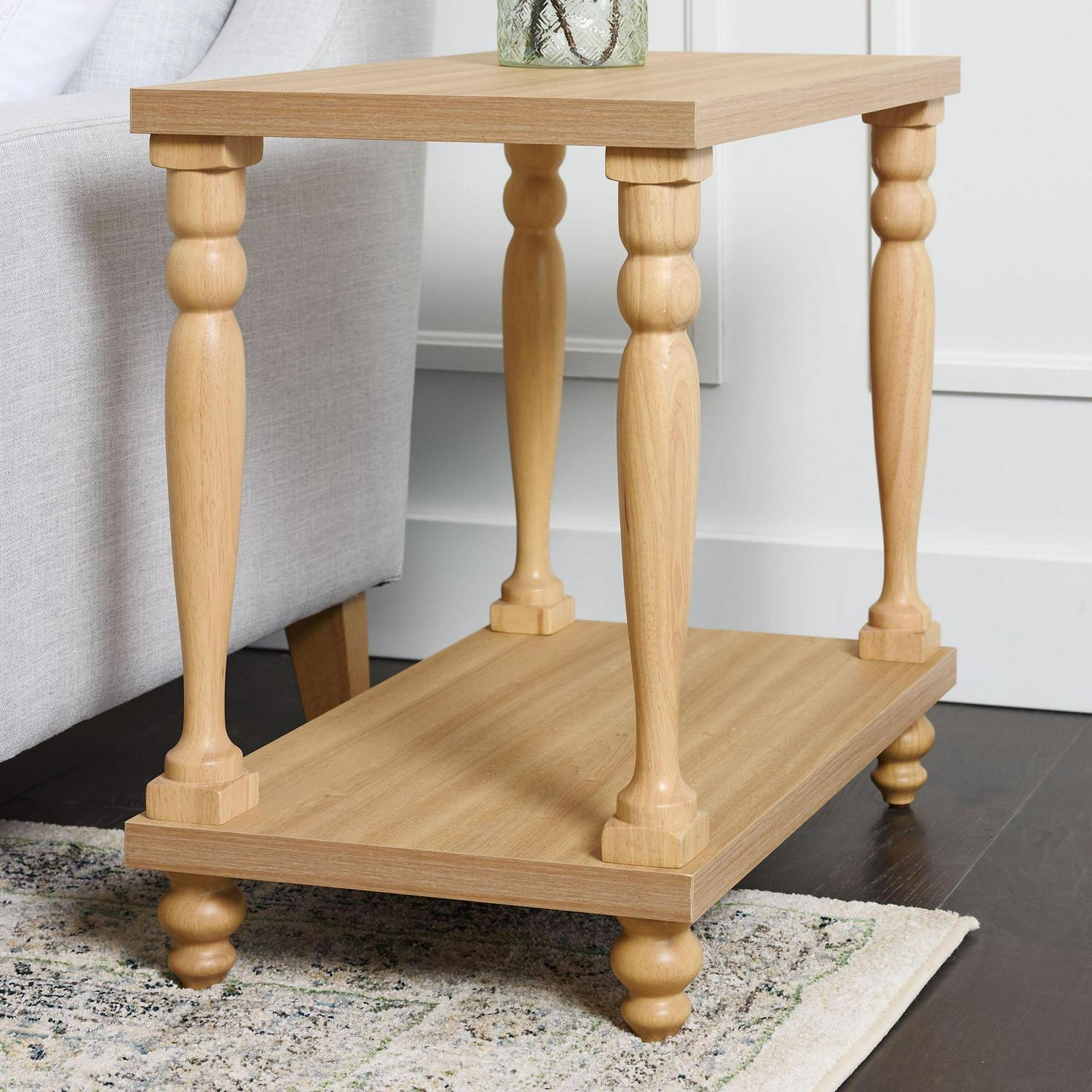 My Texas House Abbott Wood Side Table， Light Oak