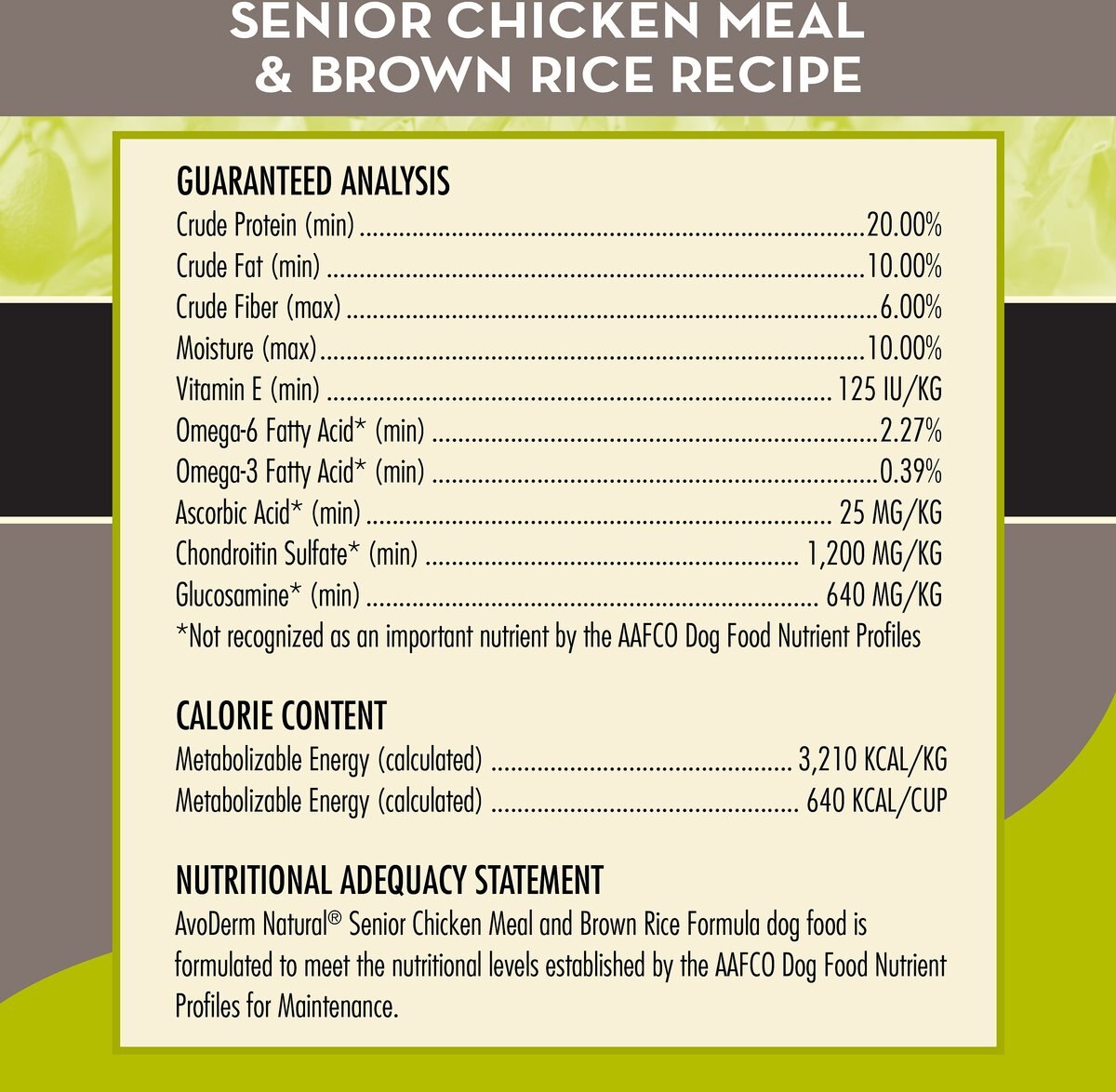 AvoDerm Senior Chicken Meal and Brown Rice Recipe Dry Dog Food