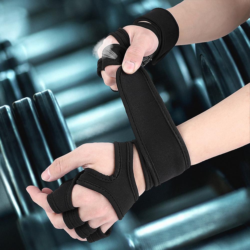 Body Building Weightlifting Dumbbell Training Non-slip Gym Fitness Gloves With Wristband(l)